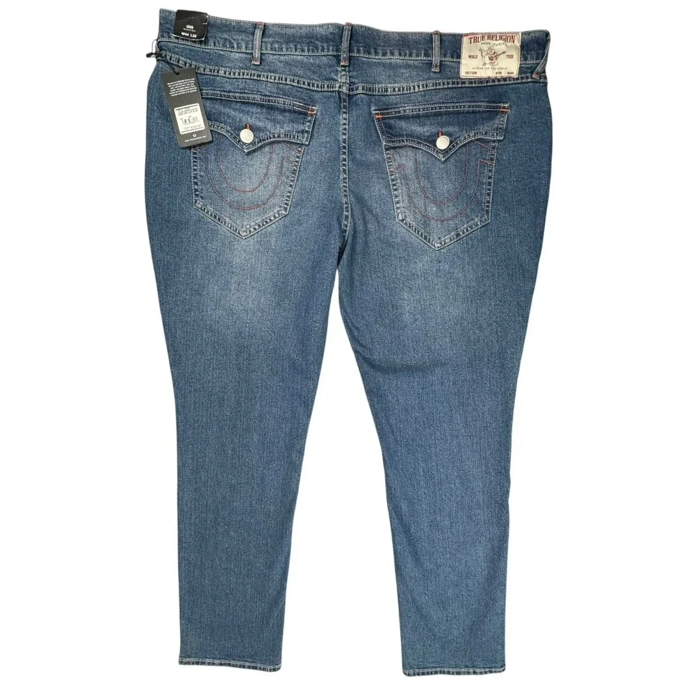 True Religion Geno Mens 44x32 Jeans Relaxed Slim Blue Denim Horseshoe NWT 700596